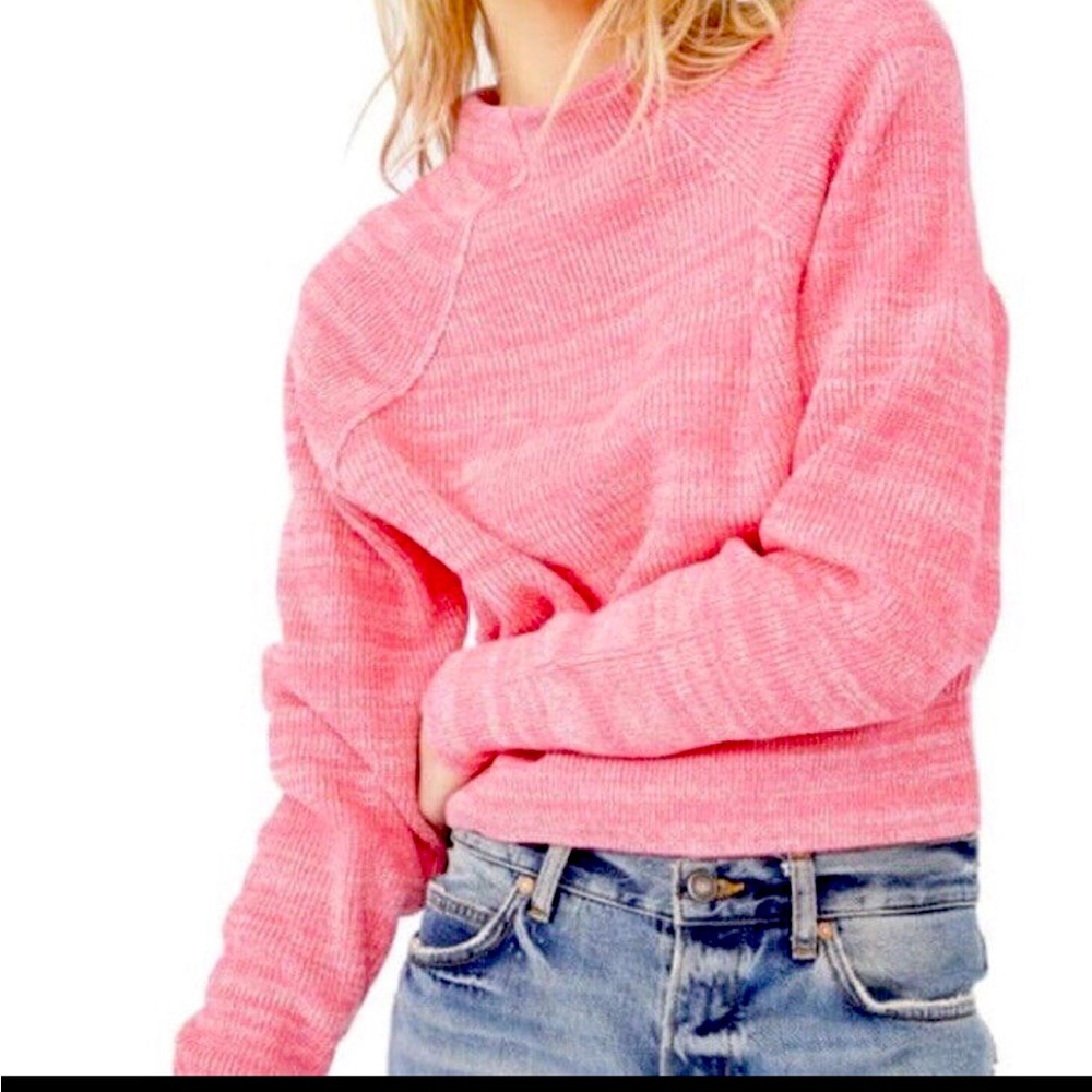 Free People Womens Size medium Candy Pink Knit Too Good Pullover Sweater